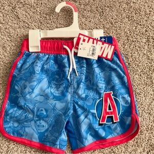 Marvel Avengers Blue and Red Boys Swimsuit Size 3 NWT